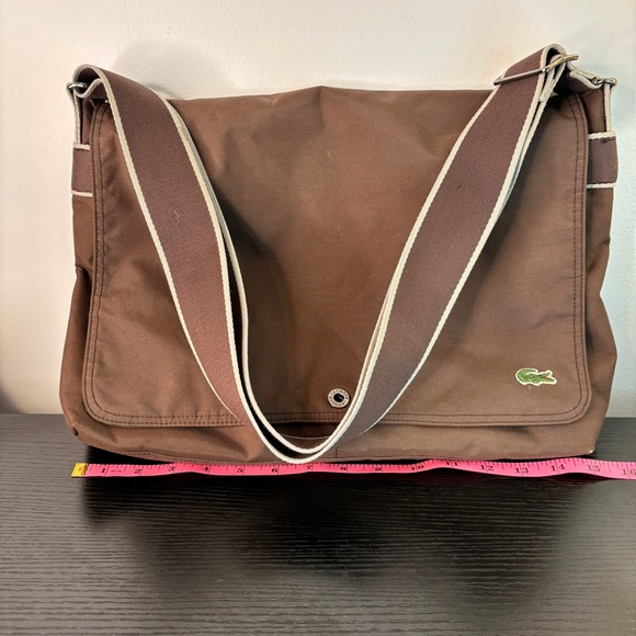 Vintage Lacoste New City Casual Brown/Tan messenger bag EUC 11.5" x 15.7" x 5” - Picture 11 of 12